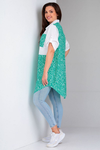 Рубашка женская свободного силуэта с длинным рукавом Таир-Гранд 62360 бирюза - фото 4