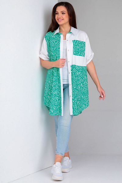Рубашка женская свободного силуэта с длинным рукавом Таир-Гранд 62360 бирюза - фото 3