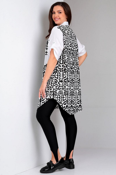 Рубашка пэчворк из вискозы с воротником стойкой Таир-Гранд 62360 черно-белый - фото 4