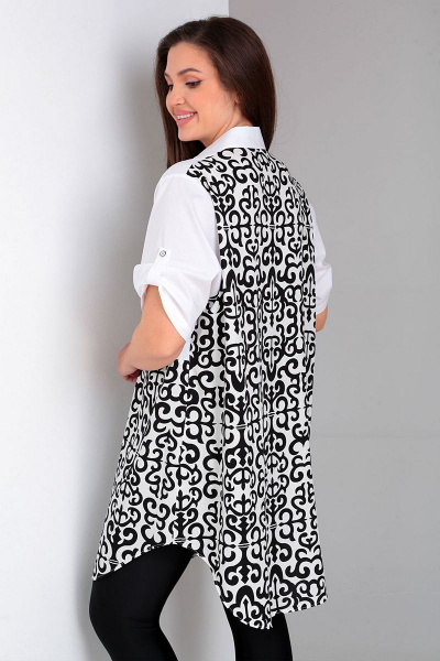 Рубашка пэчворк из вискозы с воротником стойкой Таир-Гранд 62360 черно-белый - фото 2