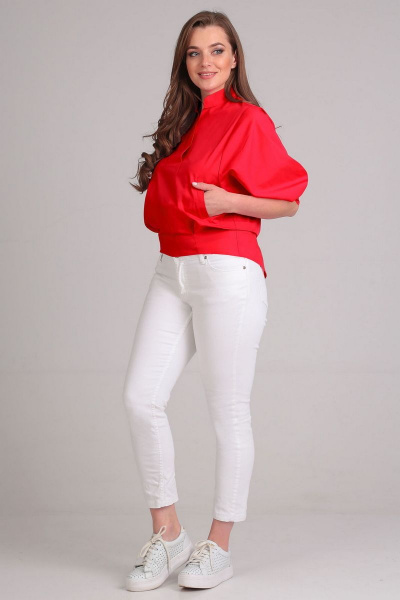 Блуза с воротником стойка и рукавами ¾ для повседневных образов Таир-Гранд 62264 красный - фото 2