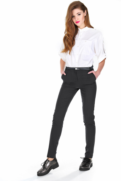 Демисезонные брюки из текстиля с функциональными карманами и поясом DNM 002 черный - фото 1