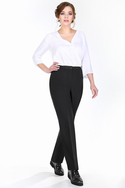 Брюки классические зауженные с карманами из текстиля DNM 012 черный - фото 1