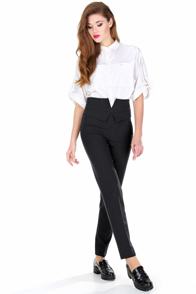 Брюки прямого силуэта с высокой посадкой из текстиля DNM 019 черный - фото 1