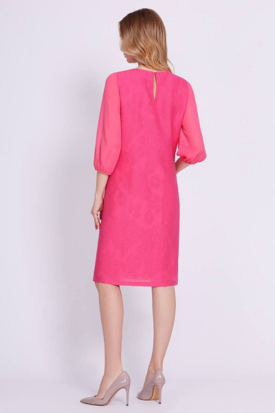 Летнее праздничное платье прямого силуэта с ажурной тканью Bazalini 4726 фуксия - фото 2