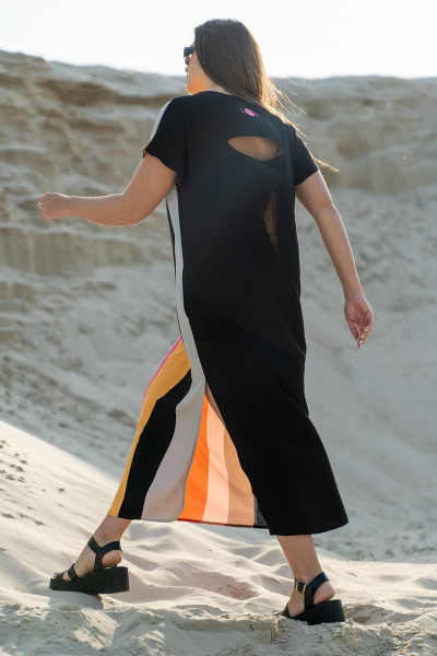 Платье в стиле на каждый день из вискозы с разрезом Luna 090 полоска - фото 12