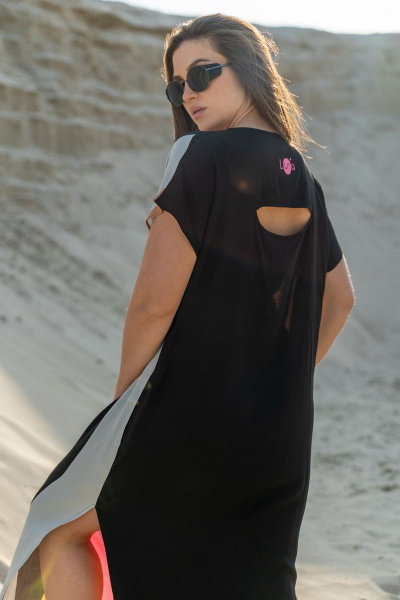 Платье в стиле на каждый день из вискозы с разрезом Luna 090 полоска - фото 5