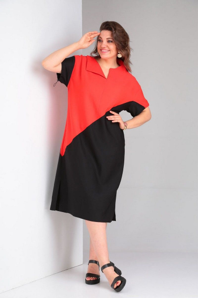 Платье свободного силуэта с асимметричным воротником VIA-Mod 554 - фото 5