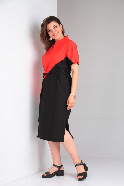 Платье свободного силуэта с асимметричным воротником VIA-Mod 554 - фото 3