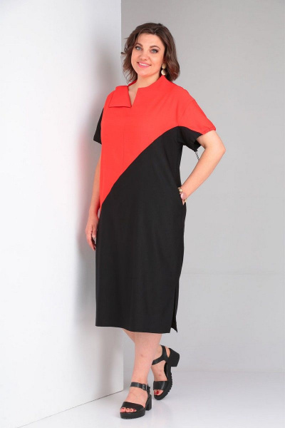 Платье свободного силуэта с асимметричным воротником VIA-Mod 554 - фото 1