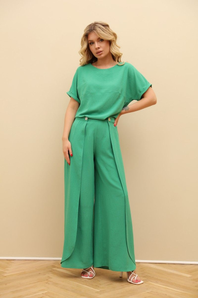 Летний комплект из блузки и брюков из легкой ткани LM КЗ8098 - фото 7