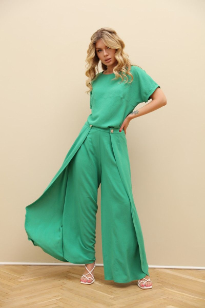 Летний комплект из блузки и брюков из легкой ткани LM КЗ8098 - фото 1