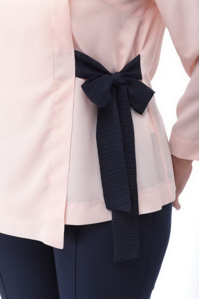 Блуза прямого силуэта с завязками из отделочной ткани и коротким рукавом Djerza 0210 чайная_роза - фото 6