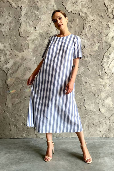 Платье ULLA 13_Р белый, голубой - фото 8