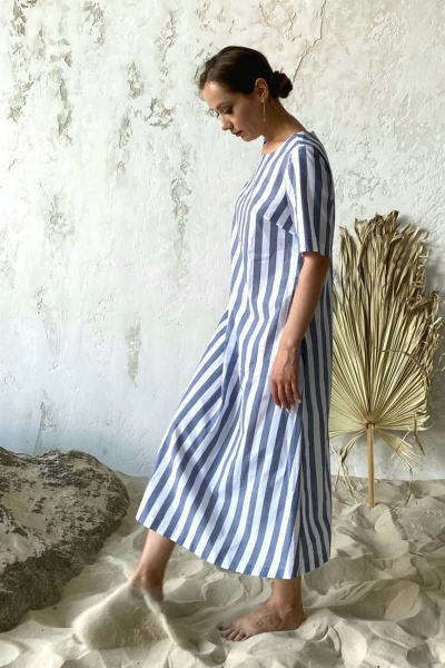 Платье ULLA 13_Р белый, голубой - фото 4