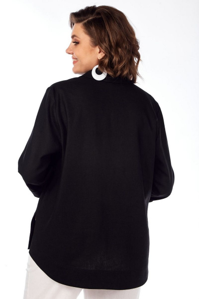 Летняя льняная блуза свободного силуэта стиль На каждый день INVITE 1051 черный - фото 6