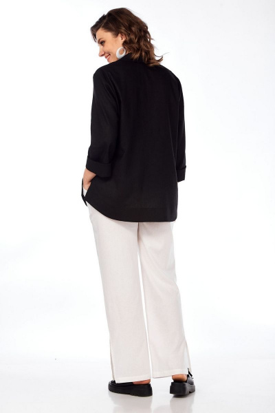 Льняные брюки прямые с разрезами и резинкой на поясе INVITE 2030 белый - фото 3