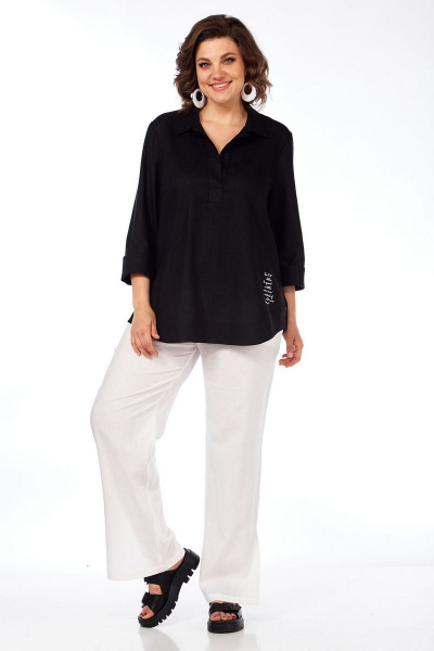 Льняные брюки прямые с разрезами и резинкой на поясе INVITE 2030 белый - фото 1