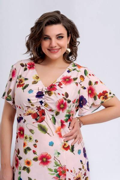 Приталенное платье расклешенной юбкой с сборкой и пуговицами Almirastyle 286 - фото 4