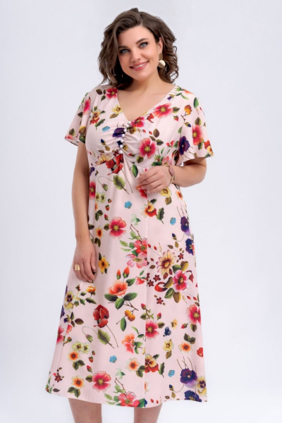 Приталенное платье расклешенной юбкой с сборкой и пуговицами Almirastyle 286 - фото 1