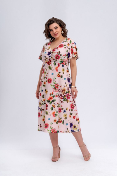 Приталенное платье расклешенной юбкой с сборкой и пуговицами Almirastyle 286 - фото 2