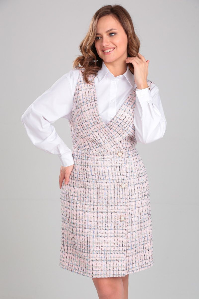 Платье-сарафан Chanel в стиле Твид с V-образным вырезом Immi 3016 розовый - фото 9