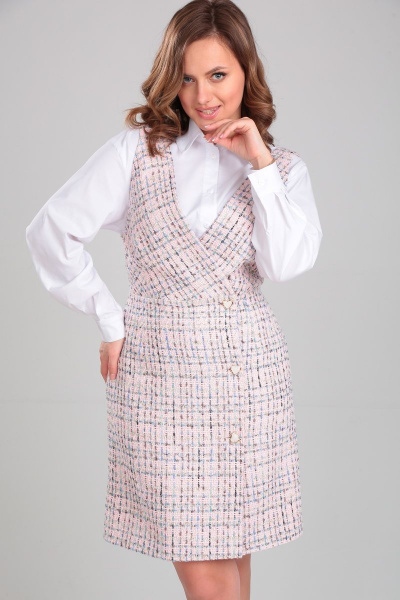 Платье-сарафан Chanel в стиле Твид с V-образным вырезом Immi 3016 розовый - фото 8