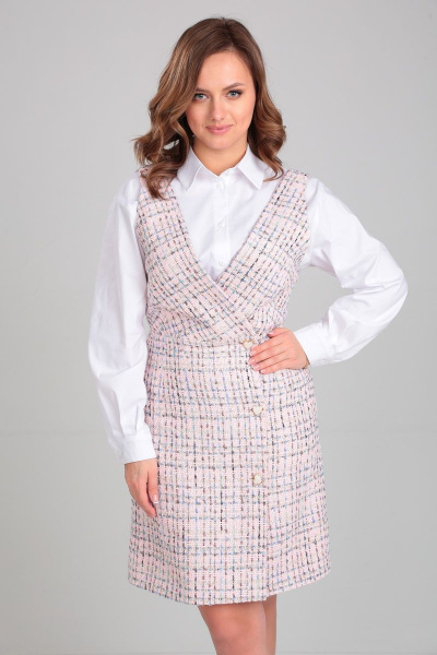 Платье-сарафан Chanel в стиле Твид с V-образным вырезом Immi 3016 розовый - фото 6