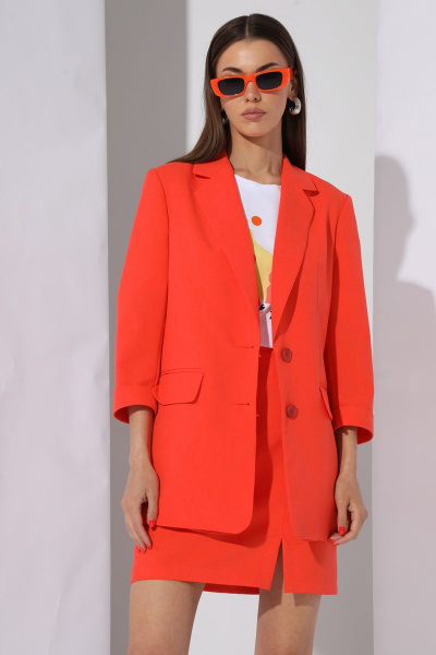 Оранжевый комплект жакета и короткой юбки на каждый день N.O.W. 1298 - фото 6