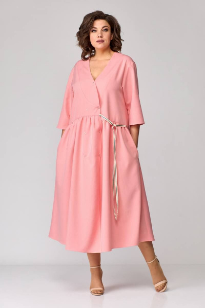 Платье А-силуэта с подрезами и карманами и декором Avenue 0116-1 персик - фото 2