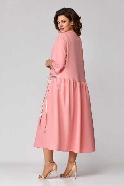 Платье А-силуэта с подрезами и карманами и декором Avenue 0116-1 персик - фото 5
