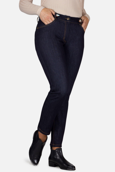 Брюки джинсовые зауженные 7/8 в синем цвете Mirolia 653 синий_джинс - фото 1