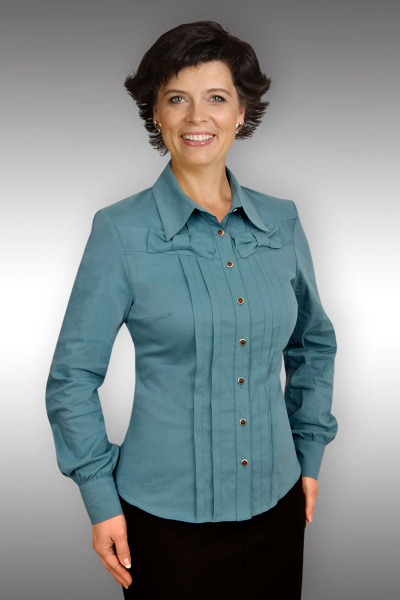 Блуза из хлопка с классическим кроем для демисезона Таир-Гранд 62115 морская_волна - фото 1