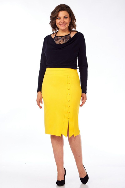 Летняя юбка вискозная с потайной молнией и шлицей Klever 382 желтый - фото 8