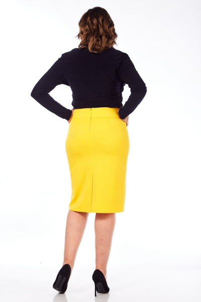 Летняя юбка вискозная с потайной молнией и шлицей Klever 382 желтый - фото 9