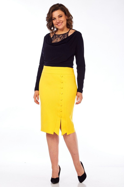 Летняя юбка вискозная с потайной молнией и шлицей Klever 382 желтый - фото 7