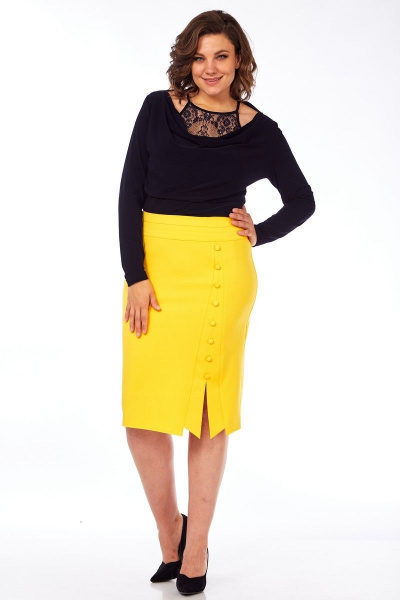 Летняя юбка вискозная с потайной молнией и шлицей Klever 382 желтый - фото 6
