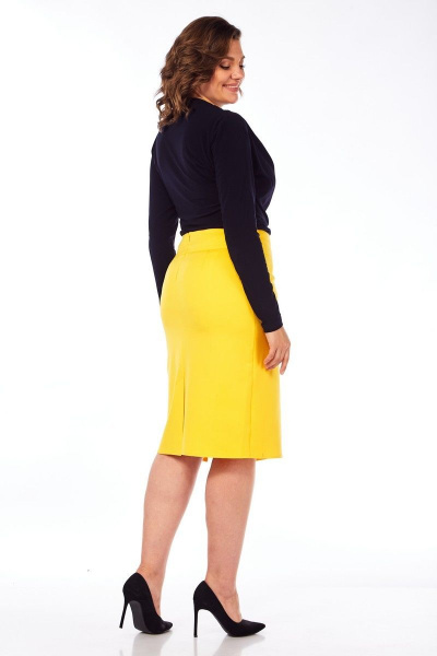 Летняя юбка вискозная с потайной молнией и шлицей Klever 382 желтый - фото 11