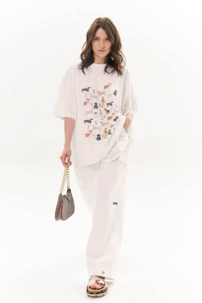 Летние джинсовые брюки карго с карманами и подолом LLC М14-1 молоко - фото 9