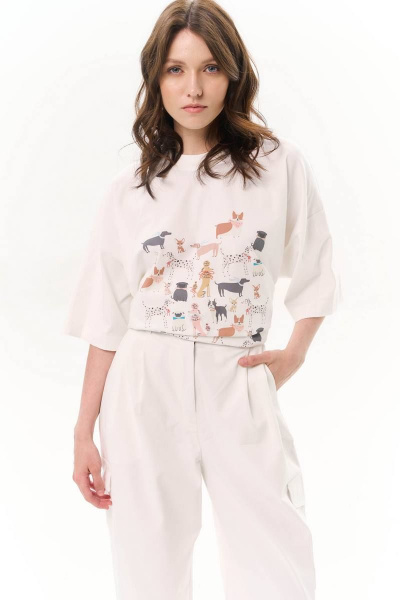 Летние джинсовые брюки карго с карманами и подолом LLC М14-1 молоко - фото 7