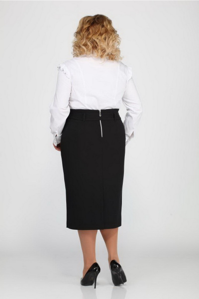 Классическая миди юбка с разрезом и съемным поясом Djerza 056 черный - фото 4