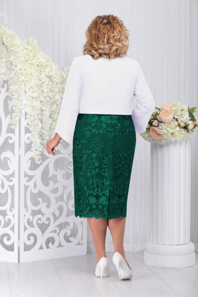 Жакет, платье Ninele 5744 изумруд+белый - фото 3