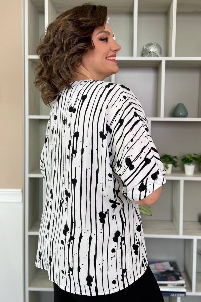 Белая летняя блузка из вискозы с воротом лодочка Rumoda 2109/1 Белый - фото 11