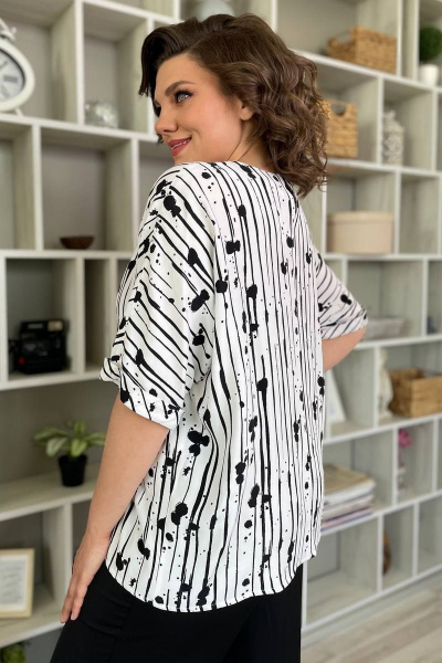 Белая летняя блузка из вискозы с воротом лодочка Rumoda 2109/1 Белый - фото 10