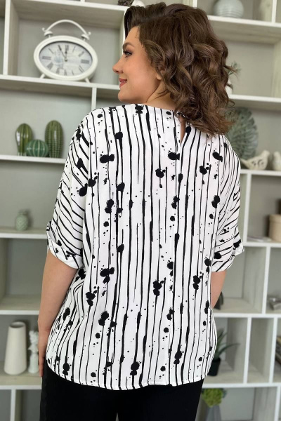 Белая летняя блузка из вискозы с воротом лодочка Rumoda 2109/1 Белый - фото 9