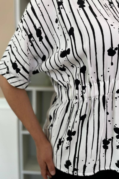 Белая летняя блузка из вискозы с воротом лодочка Rumoda 2109/1 Белый - фото 8