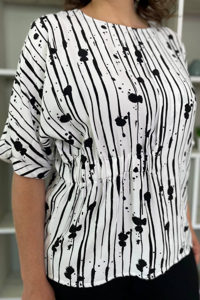 Белая летняя блузка из вискозы с воротом лодочка Rumoda 2109/1 Белый - фото 7