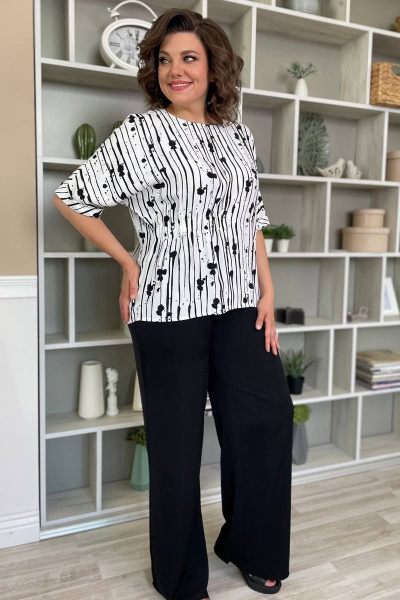 Белая летняя блузка из вискозы с воротом лодочка Rumoda 2109/1 Белый - фото 4