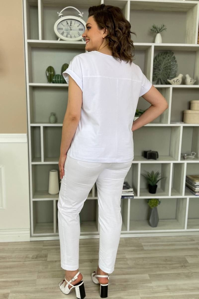 Белая женская майка из трикотажа с принтом Rumoda 2135 к.р белый - фото 10