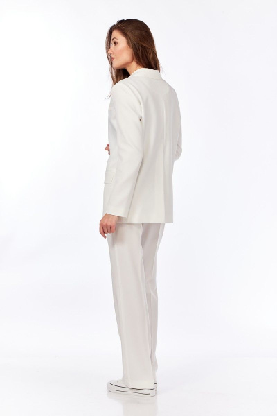 Молочные деловые брюки прямого силуэта из текстиля DNM 032 молочный - фото 7